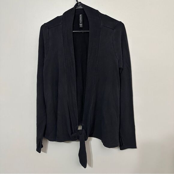Athleta Cardigan Black Womens Medium Tie Front Sweater Activewear Workout - Picture 1 of 3
